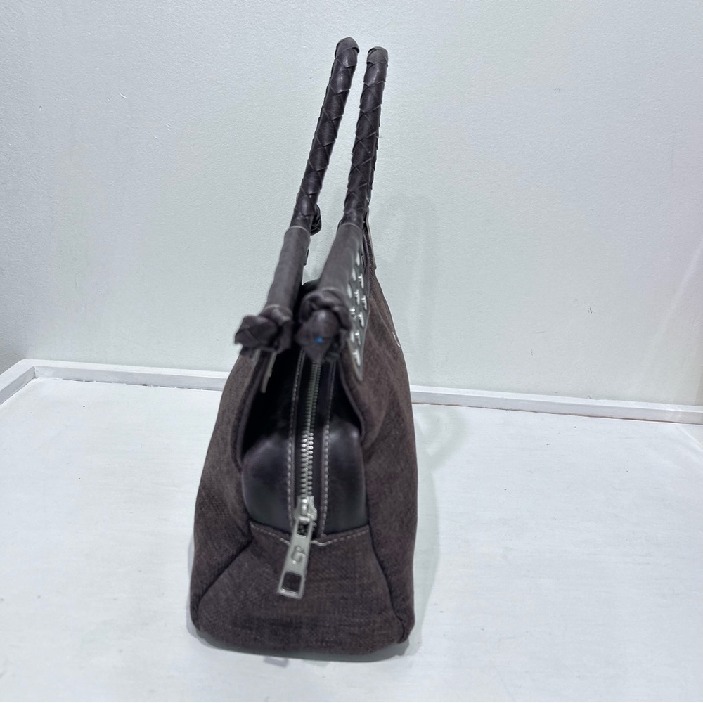 MATT & NAT Women’s Brown Canvas Brown‎ Vegan Leather Handbag, Metal Stud Detail - Picture 9 of 13